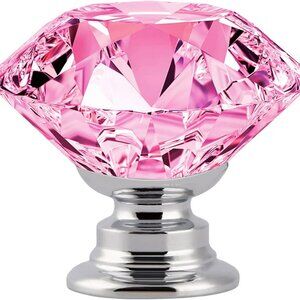 12 Pcs 30MM Pink Glass Crystal Cabinet Knobs - Diamond Knobs for Dresser Drawers